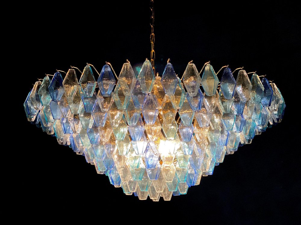 Sapphire Colored Murano Glass Poliedri Chandelier