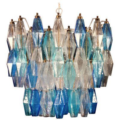 Sapphire-Colored Murano Glass Poliedri Chandelier in the Style Carlo Scarpa-MBH-1032401