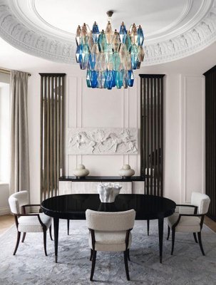 Sapphire-Colored Murano Glass Poliedri Chandelier in the Style Carlo Scarpa-MBH-1032401