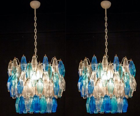 Sapphire-Colored Murano Glass Poliedri Chandelier in the Style Carlo Scarpa-MBH-1032401