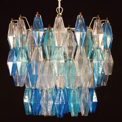 Sapphire-Colored Murano Glass Poliedri Chandeliers in the Style Carlo Scarpa, Set of 2-MBH-1032331