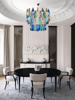 Sapphire Murano Glass Poliedri Chandelier in the Style of C. Scarpa-MBH-1032604