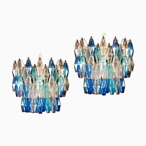 Sapphire Murano Glass Poliedri Chandelier in the Style of C. Scarpa-MBH-1032604