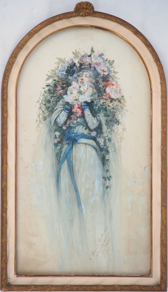 Sarah Bernhardt in the Lady of the Camellias Watercolor by Georges Clairin, 1903