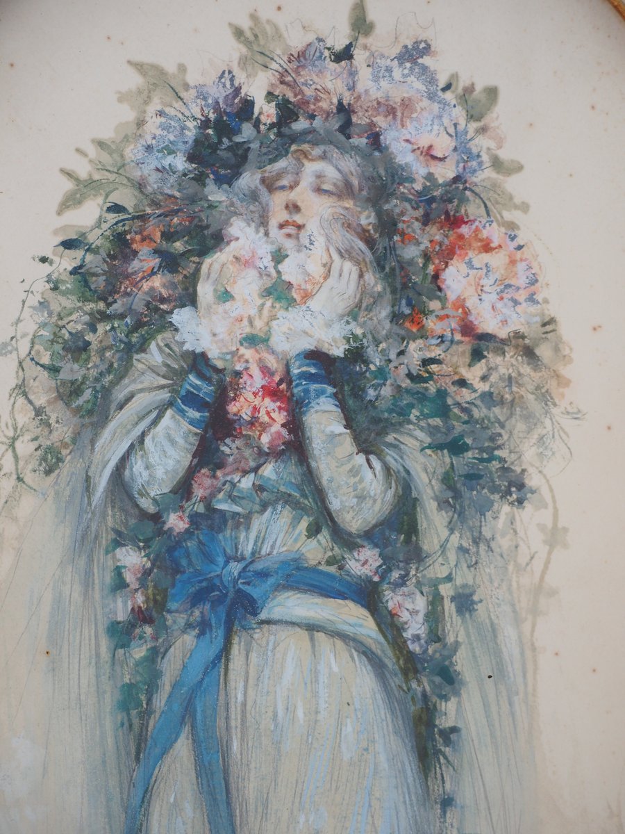 Sarah Bernhardt in the Lady of the Camellias Watercolor by Georges Clairin, 1903