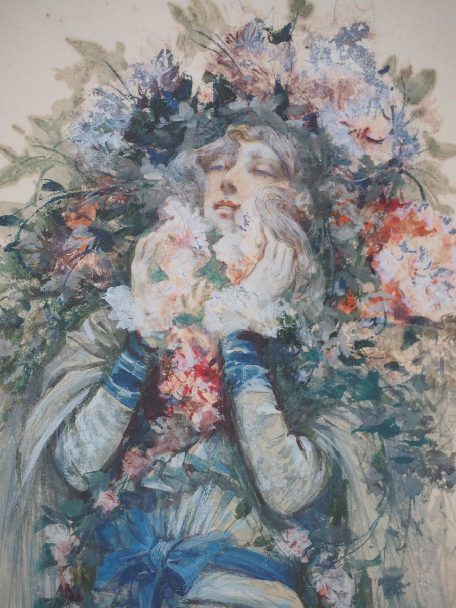 Sarah Bernhardt in the Lady of the Camellias Watercolor by Georges Clairin, 1903