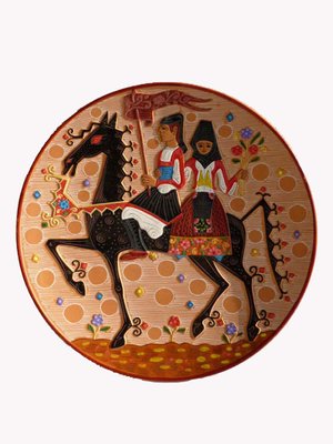 Sardinian Decorative Ceramic Plate by Paolo Loddo, 1960s-GKB-845902