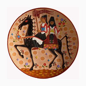 Sardinian Decorative Ceramic Plate by Paolo Loddo, 1960s-GKB-845902