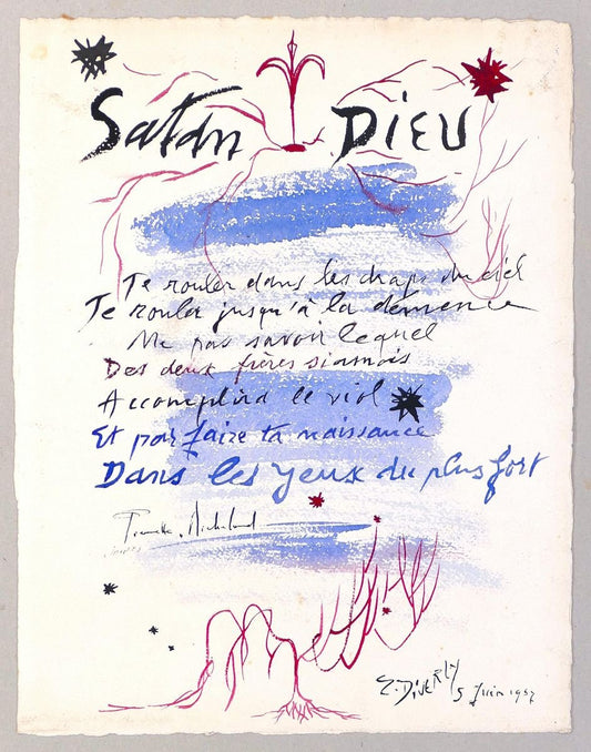 Satan Dieu du 6 Juin 1957 - Original Watercolor on Cardboard - 1957 1957