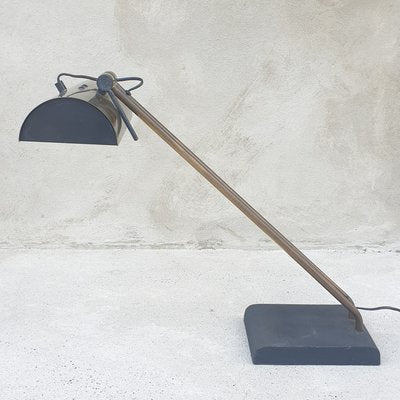 Satin Brass and Cast Iron Desk Lamp, 1940s-ACS-1167482