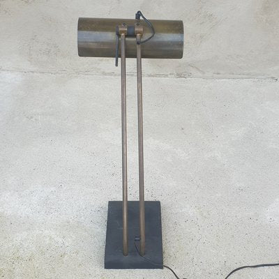 Satin Brass and Cast Iron Desk Lamp, 1940s-ACS-1167482