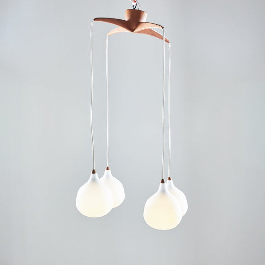 Satin Pendant with Teak Top by Uno & Östen Kristiansson for Luxus, 1960s