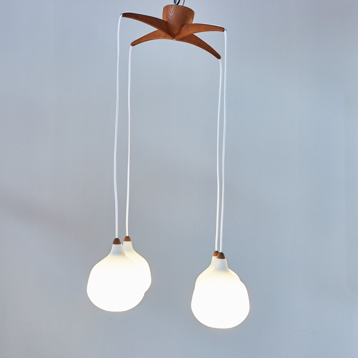 Satin Pendant with Teak Top by Uno & Östen Kristiansson for Luxus, 1960s