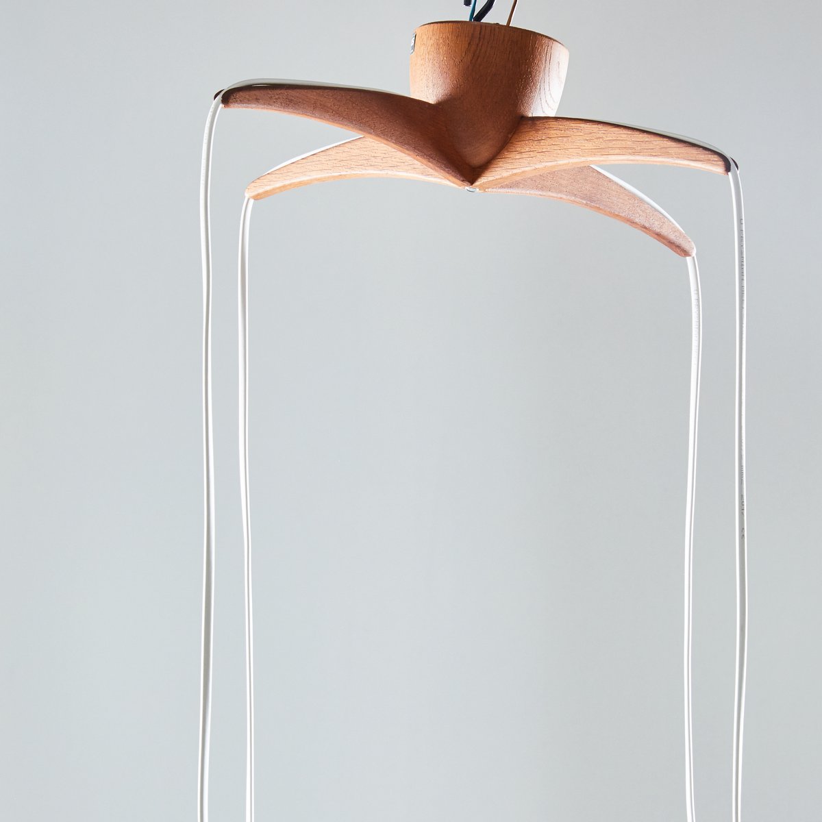 Satin Pendant with Teak Top by Uno & Östen Kristiansson for Luxus, 1960s