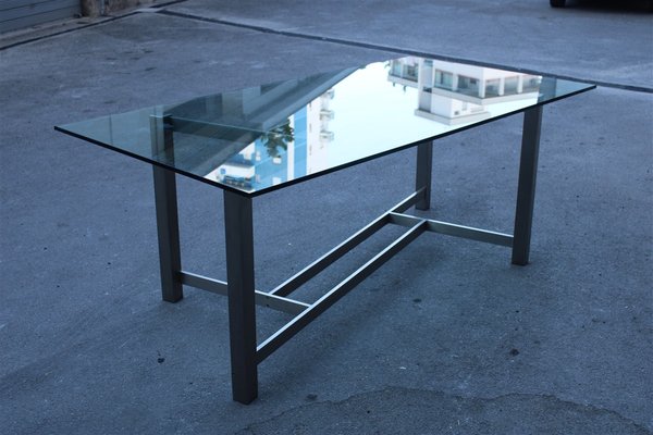 Satin Steel Dining Table from Formanova, 1960s-EH-691779