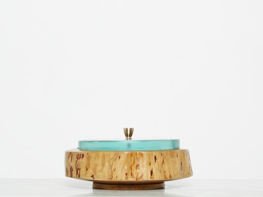 Satinwood Glass Box by Pietro Chiesa for Fontana Arte, 1940s-YJA-1408827