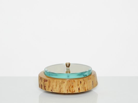 Satinwood Glass Box by Pietro Chiesa for Fontana Arte, 1940s-YJA-1408827