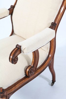 Satinwood Victorian High Back Armchair or Voltaire Chair, 1860s-MY-824019