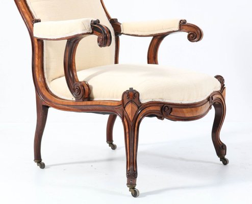 Satinwood Victorian High Back Armchair or Voltaire Chair, 1860s-MY-824019