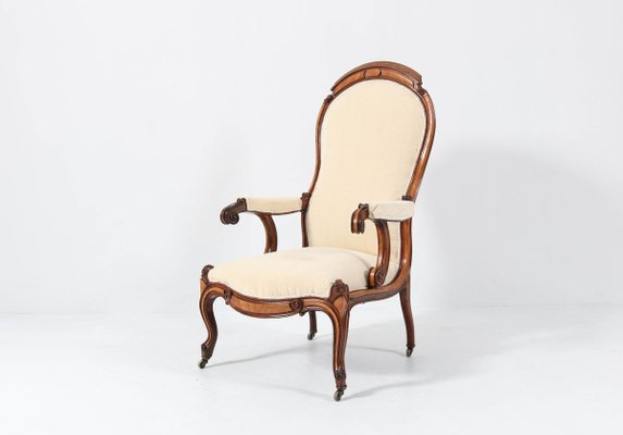 Satinwood Victorian High Back Armchair or Voltaire Chair, 1860s-MY-824019