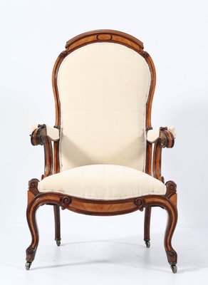 Satinwood Victorian High Back Armchair or Voltaire Chair, 1860s-MY-824019