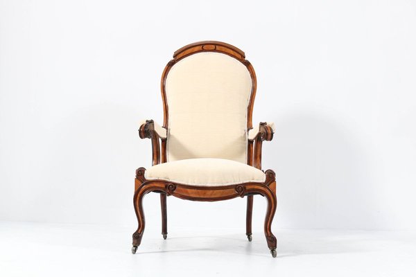 Satinwood Victorian High Back Armchair or Voltaire Chair, 1860s-MY-824019