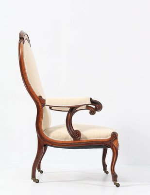 Satinwood Victorian High Back Armchair or Voltaire Chair, 1860s-MY-824019