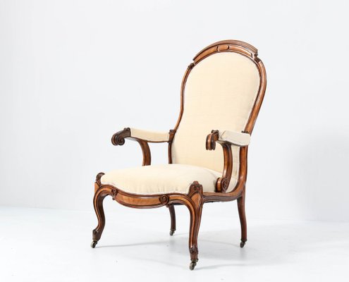 Satinwood Victorian High Back Armchair or Voltaire Chair, 1860s-MY-824019