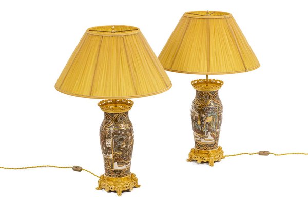 Satsuma Earthenware and Gilt Bronze Lamps, 1880s-CEJ-1111329