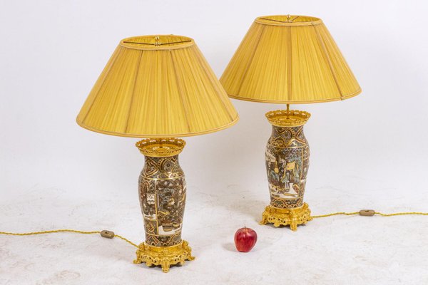 Satsuma Earthenware and Gilt Bronze Lamps, 1880s-CEJ-1111329