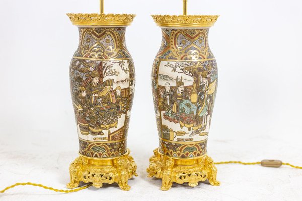 Satsuma Earthenware and Gilt Bronze Lamps, 1880s-CEJ-1111329