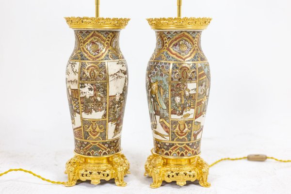 Satsuma Earthenware and Gilt Bronze Lamps, 1880s-CEJ-1111329