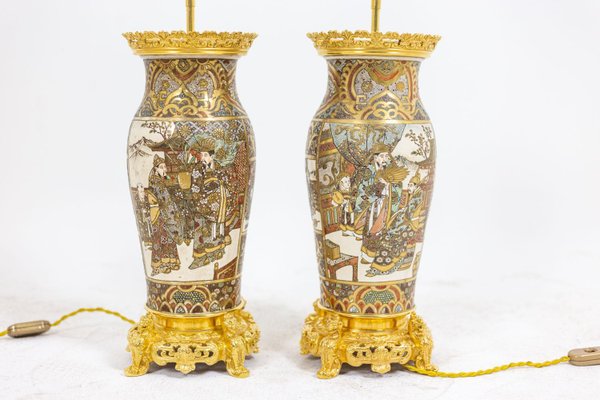 Satsuma Earthenware and Gilt Bronze Lamps, 1880s-CEJ-1111329