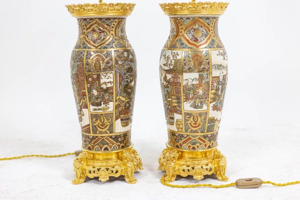 Satsuma Earthenware and Gilt Bronze Lamps, 1880s-CEJ-1111329