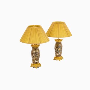 Satsuma Earthenware and Gilt Bronze Lamps, 1880s-CEJ-1111329