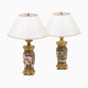 Satsuma Earthenware Lamps, Circa 1880, Set of 2-CEJ-889503