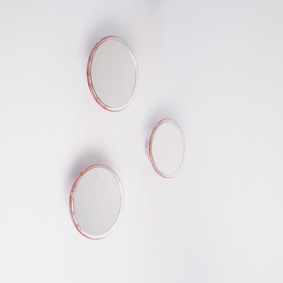 Saturn 155a Light Pink Wall Mirrors by Andreas Berlin, Set of 3