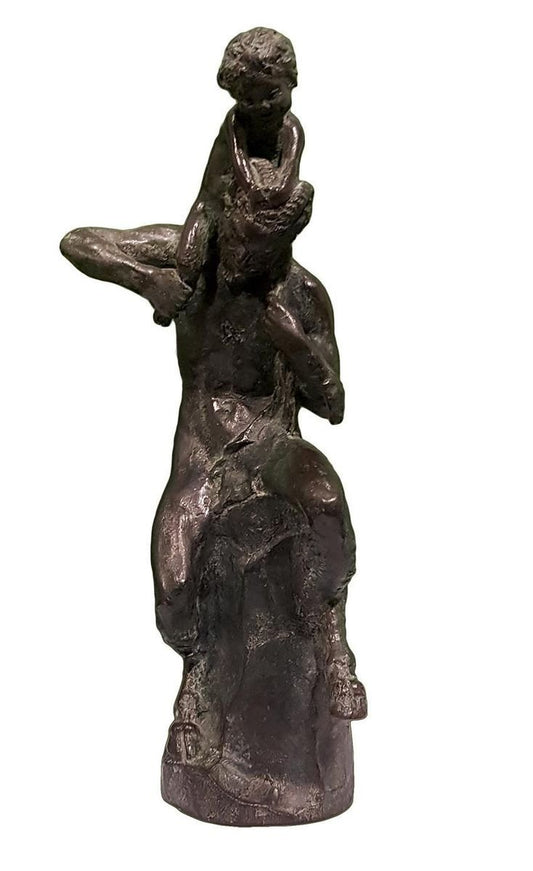 Satyr with Young Faun on his Shoulders - Bronze Sculpture by Aurelio Mistruzzi 1930