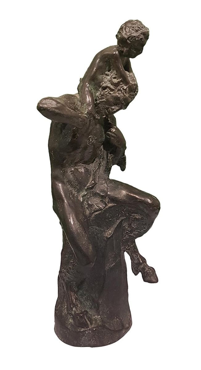 Satyr with Young Faun on his Shoulders - Bronze Sculpture by Aurelio Mistruzzi 1930