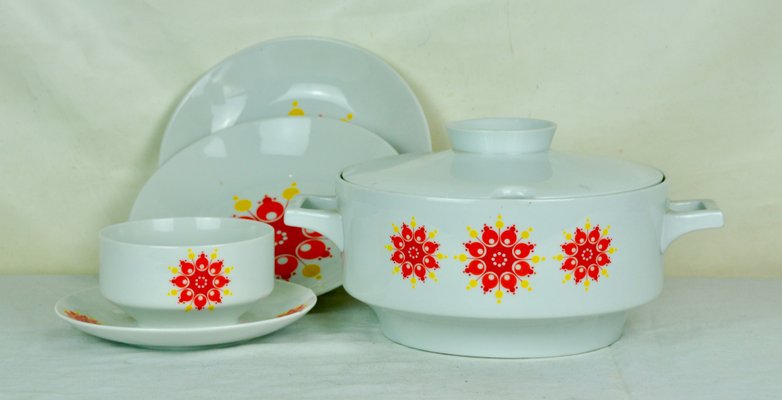 Sauceboat, Gravy Boat, and Bavarian Dishes Set, 1970s, Set of 6-ROJ-625509