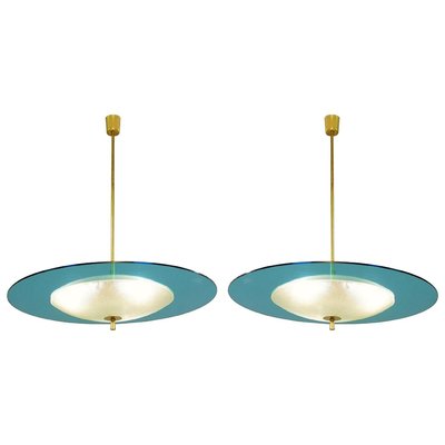 Saucer Shaped Chandelier in the Style Fontana Arte, Italy, 1960s-FGA-923241