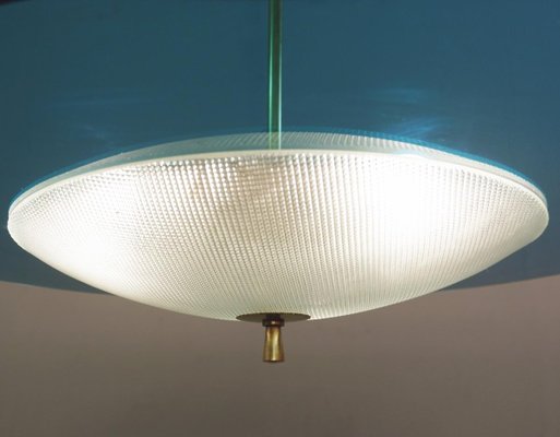 Saucer Shaped Chandelier in the Style Fontana Arte, Italy, 1960s-FGA-923241