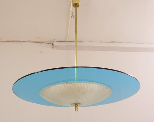 Saucer Shaped Chandelier in the Style Fontana Arte, Italy, 1960s-FGA-923241