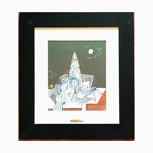 Saul Steinberg, Chrysler Building (Night), Original Lithograph, 1965, Framed-NRC-1404906