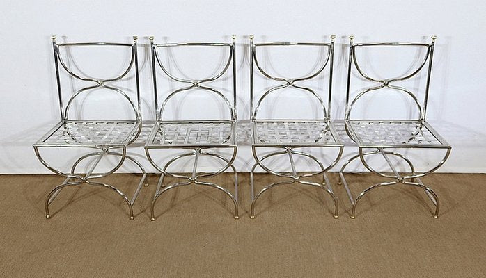 Savonarole Model Table and 4 Chairs Set from Maison Jansen, 1960s, Set of 5-RVK-1311074