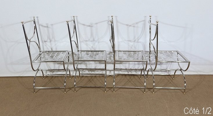 Savonarole Model Table and 4 Chairs Set from Maison Jansen, 1960s, Set of 5-RVK-1311074