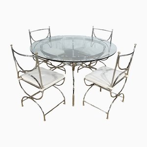 Savonarole Model Table and 4 Chairs Set from Maison Jansen, 1960s, Set of 5-RVK-1311074