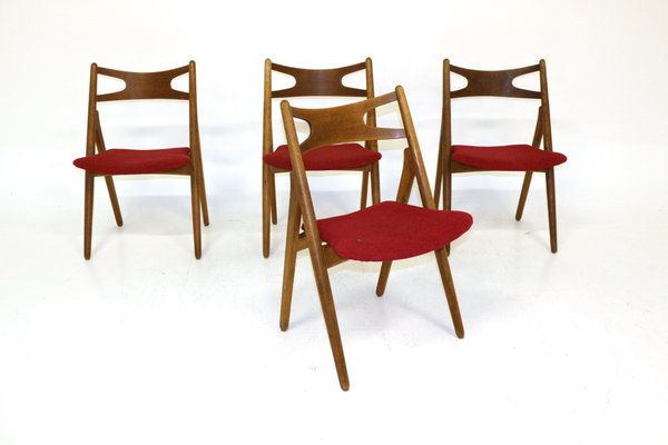 Sawbuck Ch29 Teak Chairs by Hans J. Wegner for Carl Hansen & Son, 1960, Set of 4-GEK-925616