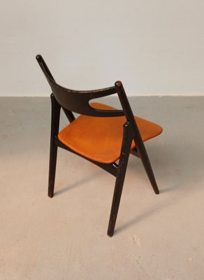 Sawbuck Chair in Original Leather by Hans J. Wegner for Carl Hansen & Søn, 1950s-VVO-1725232