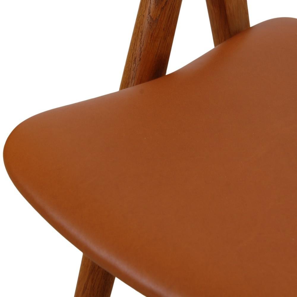 Sawbuck Dining Chairs in Oak and Cognac Anilin Leather by Hans Wegner, 1970s, Set of 6